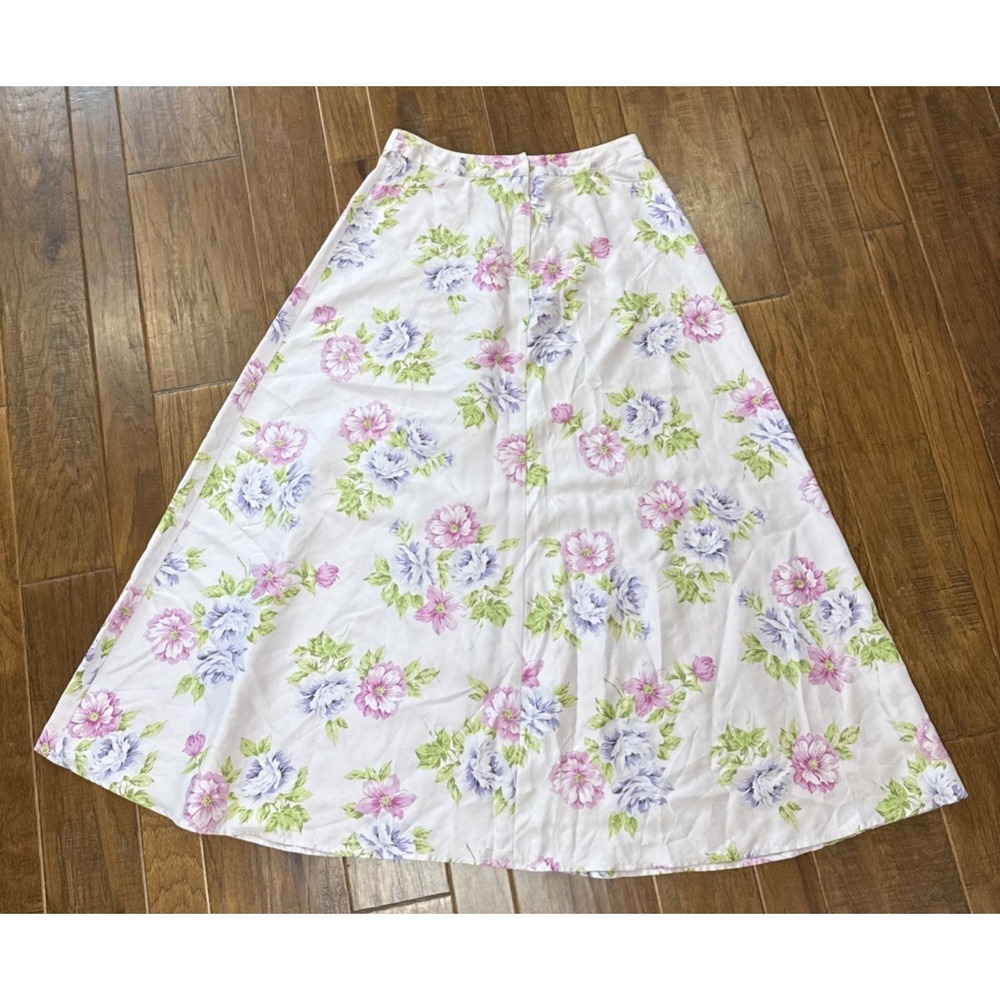 Vintage 90s Floral 100% Silk Maxi Skirt 8 Long‎ Fairy Grunge Bloomcore Whimsical